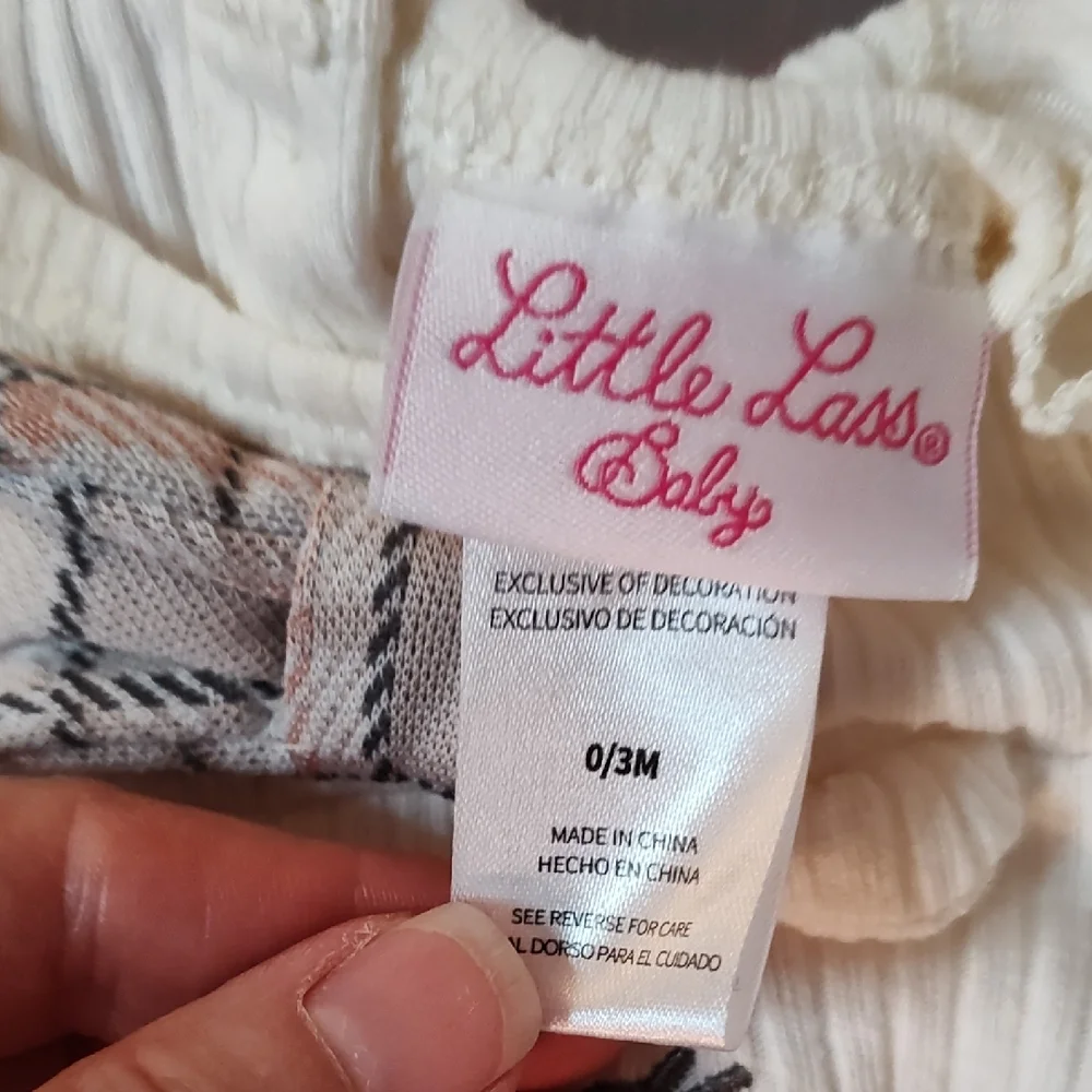 Little Lass Cream and Pink Diaper Cover Set